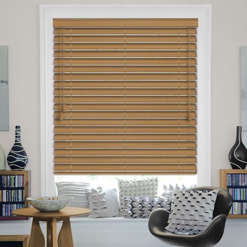 Natural Oak Faux Wood Blinds Ideal For Bathroom Kitchen