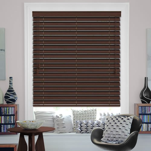 Dark Walnut Faux Wood Blinds Waterproof Made To Measure