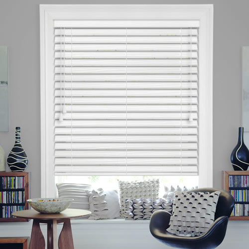 White Textured Faux Wooden Blinds, Bathroom Wooden Blinds Uk