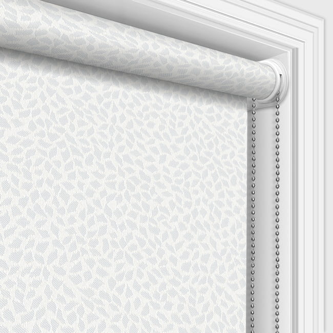 Contemporary Snow White Woven Petals Textured Roller Blinds