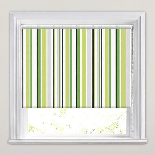 Vibrant Lime Green, Grey & White Striped Roller Blinds