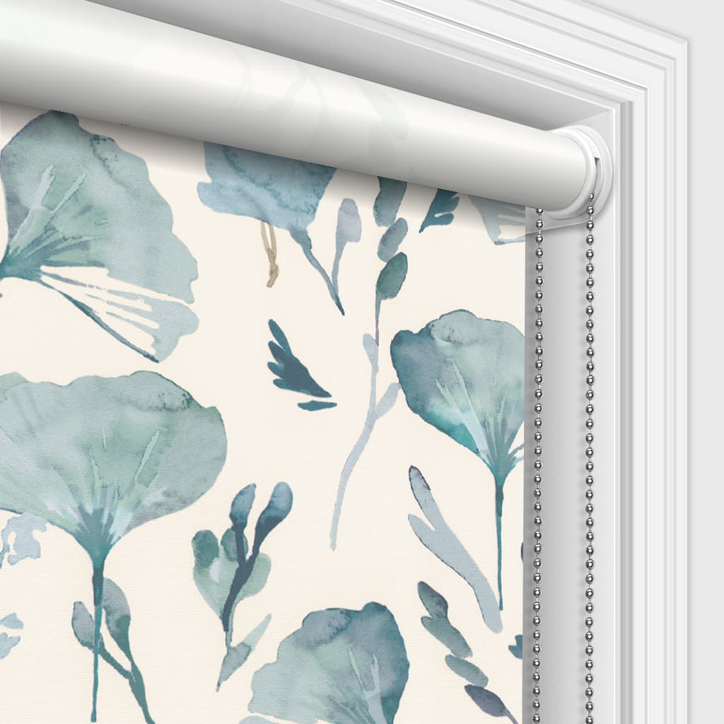 Biloba Inky Blue Watercolour Floral Patterned Roller Blinds