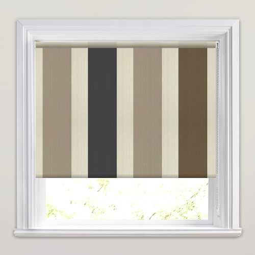 Broad Vertical Striped Roller Blinds in Black, Brown Cream & Beige