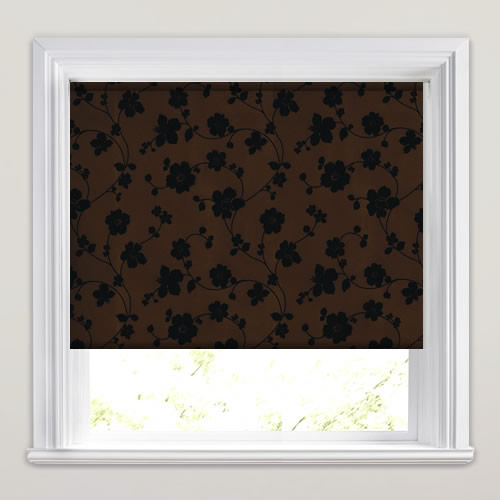 Taffeta Flowers Chocolate Roller Blind