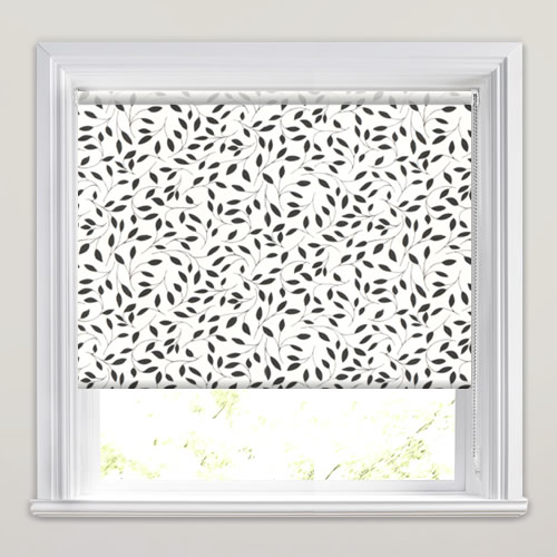 Black And White Roller Blind Contemporary Black & White Leaves Patterned Roller Blinds