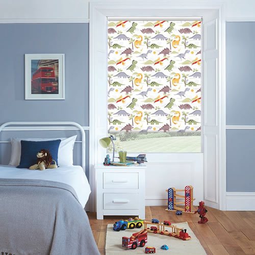 Dinosaurs White Roller Blind