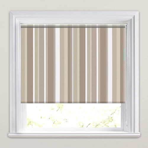 Contemporary Vertical Striped Roller Blinds in Brown, Beige & White