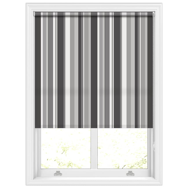 Grey, Black & White Monotone Striped Roller Blinds, Made to Measure
