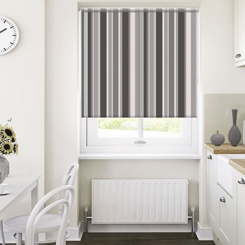 Grey, Black & White Monotone Striped Roller Blinds, Made to Measure
