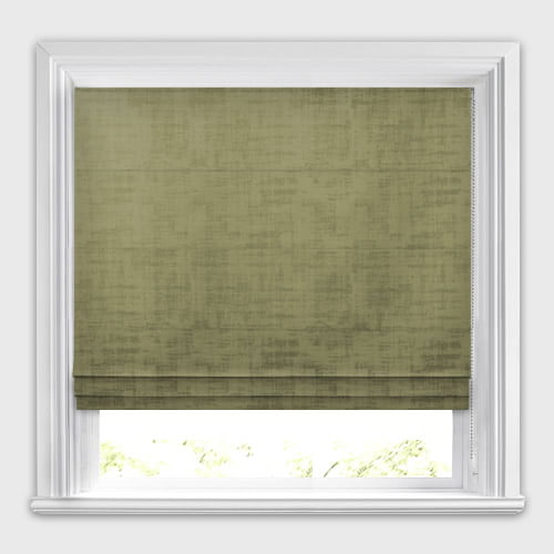 Fascination Ivy Olive Green Distressed Crushed Velvet Roman Blinds