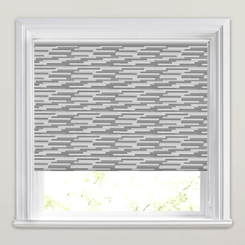 Linear Stripe Patterned Blackout Roller Blinds in Grey & Silver