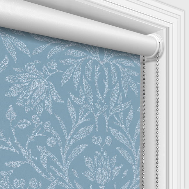 Florentine Blue Vintage Floral Damask Patterned Blackout Roller Blinds
