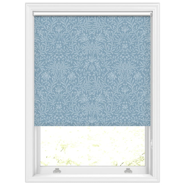 Florentine Blue Vintage Floral Damask Patterned Blackout Roller Blinds