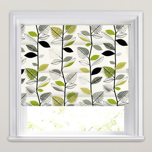 Autumn Leaves Lime Roman Blind