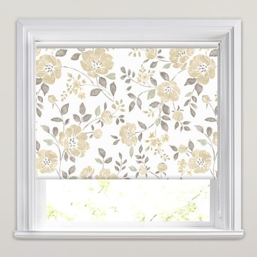 Vintage Beige Luxury Floral Patterned Blackout Roller Blinds