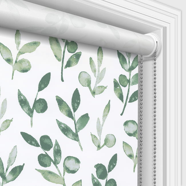 Leccino Eden Green Olive Leaves Patterned Roller Blinds