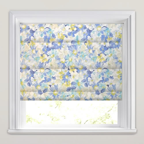 Pot Pourri Cornflower Roman Blind