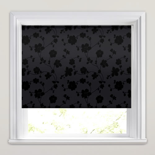 Taffeta Flowers Raven Roller Blind