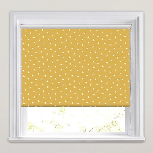 Triangle Polka Dot Patterned Roller Blinds in Mustard Yellow & White