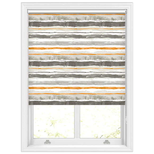Watercolour Brushstrokes Striped Roller Blinds in Orange, Beige & Brown