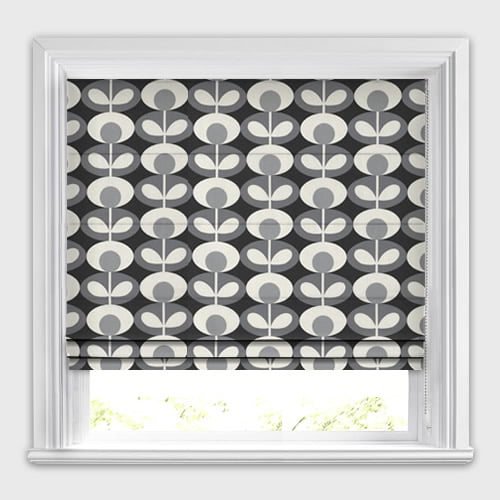 Oval Flower Cool Grey Roman Blind