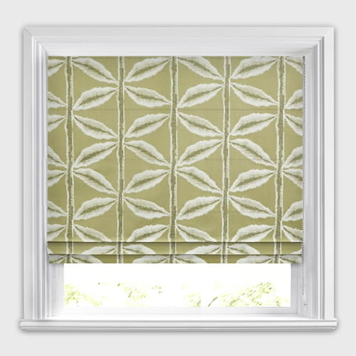 Palmaris Olive Green & Creamy White Palm Tree Patterned Roman Blinds