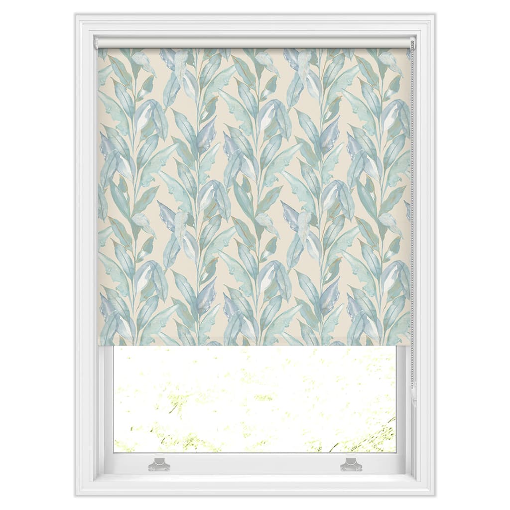 paradise-palm-blue-tropical-leaves-patterned-blackout-roller-blinds