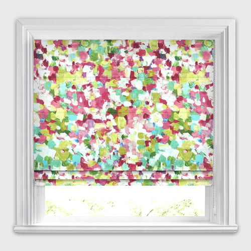 Raindrops Venetian Red Roman Blind