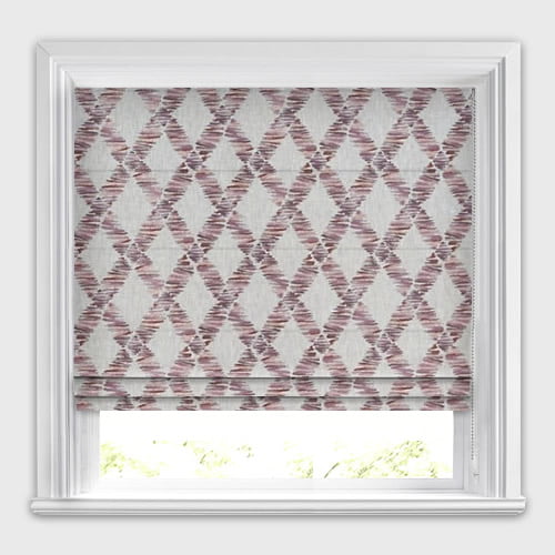 Reno Blush Pink & Grey Embroidered Lattice Patterned Roman Blinds