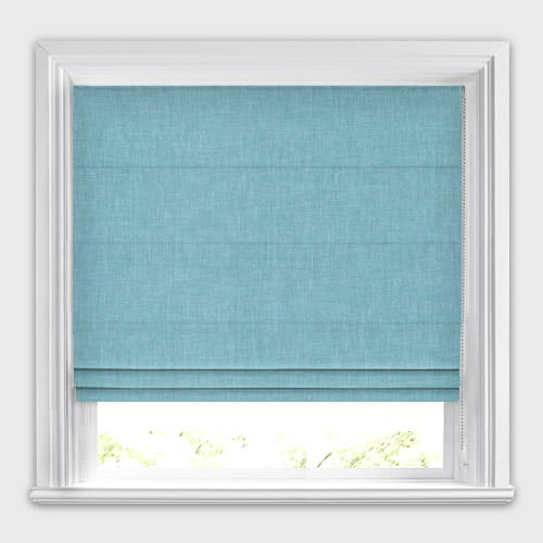 Solo Plain Light Denim Blue Luxury Brushed PolyCotton Roman Blinds
