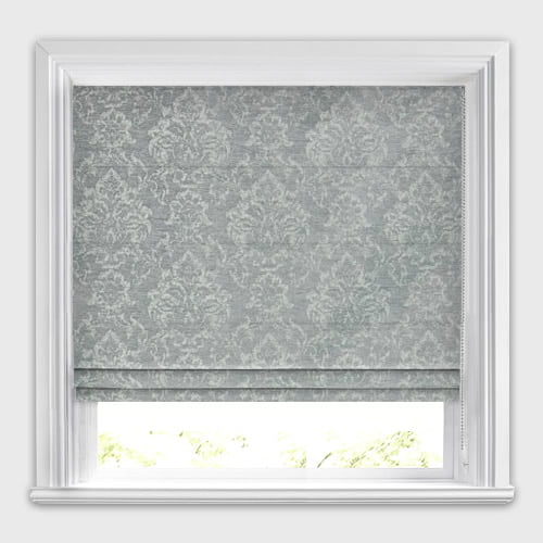 Somerset Slate Grey, Green & Stone Damask Patterned Roman Blinds
