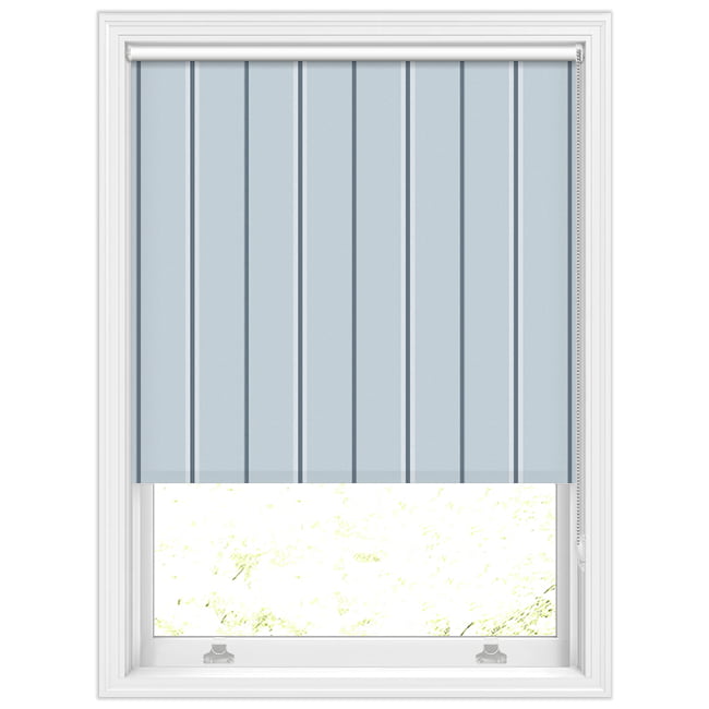 Strand Blue & White Vertical Striped Blackout Roller Blinds
