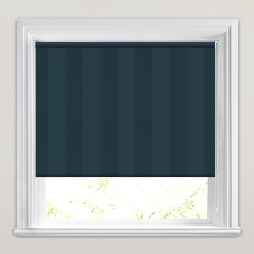Luxury Woven Vertical Striped Blackout Roller Blinds in Navy Blue