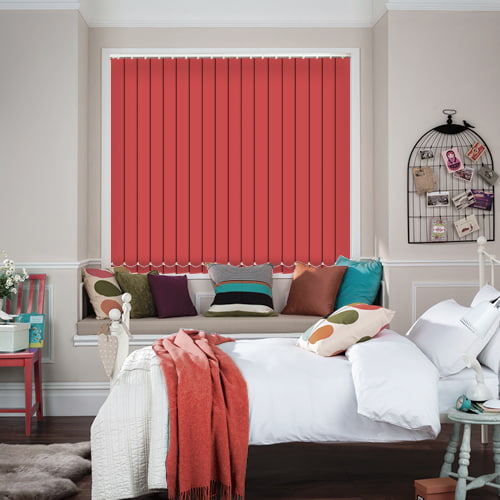 Made To Measure Pink and Red Blackout Vertical Blinds 