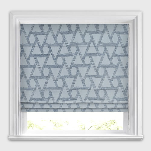 Trio Colonial Blue Geometric Jacquard Lattice Patterned Roman Blinds