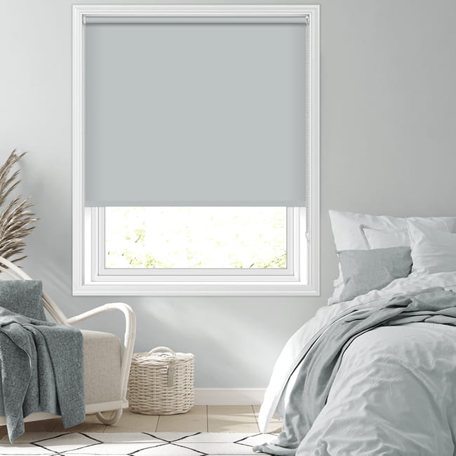 Vitsy Light Grey Blackout Roller Blinds, Thermal Made to Measure